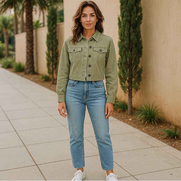 All Saints Maisy Green Denim Jacket - Picture 16 of 16